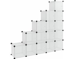vidaXL - Opbergkubus - organizer - met - 15 - vakken - en - deuren - transparant - PP