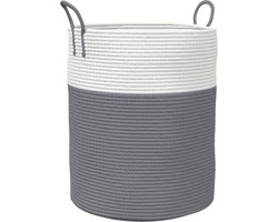 vidaXL - Opbergmand - Ø - 38x46 - cm - katoen - grijs - en - wit