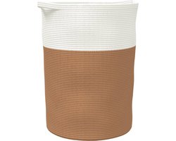 vidaXL - Opbergmand - Ø - 49x65 - cm - katoen - bruin - en - wit