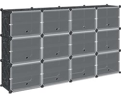 vidaXL - Opbergmeubel - met - 12 - vakken - en - deuren - polypropeen - zwart