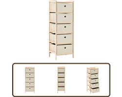 vidaXL Opbergmeubel met 5 stoffen manden beige Opslagmeubel - Bergruimte - Opberger - Decoratief - Woonaccessoires