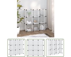 vidaXL Opbergmeubels - Kunststof Opbergbox - Opbergmeubel met 9 vakken en deuren polypropeen transparant - Opbergsysteem - Multifunctionele Kast - Plastic Opbergkasten