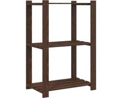 vidaXL - Opbergrek - 3-laags - 60x38x90 - cm - massief - grenenhout - bruin