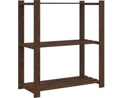 vidaXL - Opbergrek - 3-laags - 80x38x90 - cm - massief - grenenhout - bruin