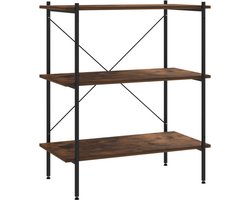 vidaXL - Opbergrek - 3-laags - 80x40x92 - cm - zwart - en - naturel
