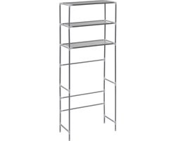 vidaXL Opbergrek 3-laags zilver 69x28x169 cm Opbergrek - Opbergkast - Badkameraccessoires - Wastafelrek - Wasmiddel Organizer