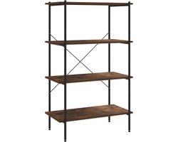 vidaXL - Opbergrek - 4-laags - 80x40x130 - cm - zwart - en - naturel