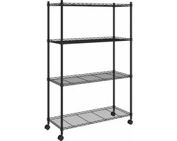 vidaXL Opbergrek 4-laags met wielen 200 kg 90x35x142 cm zwart