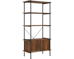 vidaXL - Opbergrek - 5-laags - met - kast - 80x40x163 - cm - staal - en - bewerkt - hout