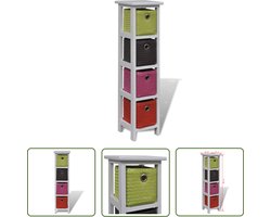 vidaXL Opbergrek - Houten Opbergkast - Opbergkast met meerkleurige manden paulowniahout - Vintage Kast - Boekenplank - Woonaccessoires