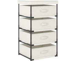 vidaXL - Opbergrek - met - 4 - stoffen - manden - staal - crème