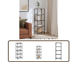 vidaXL Opbergrek Staal & Glas 40x30x123 cm Bijzetkast - Opbergkast - Vitrinekast - Woonaccessoires - Livingroom Furniture