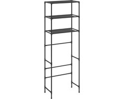vidaXL - Opbergrek - voor - boven - toilet - 3-laags - 53x28x169 - cm - zwart