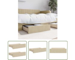 vidaXL Opbergrekken - Bedladekast - Bedlades 2 st bewerkt hout en stof crèmekleurig - Slaapkamerspullen - Kameraccessoires - Kasten