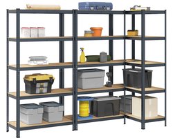 vidaXL Opbergrekken - Staal & Hout - 5-Laags - 875kg Plank - Planken - Garage Stelling - Stellingkast