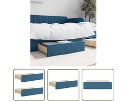 vidaXL Opbergruimte - Bedladen - Bedlades 2 st bewerkt hout en fluweel blauw - Slaapkamer - Houten Lade - Fluweellade