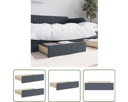 vidaXL Opbergruimte - Bedlades - Bedlades 2 st Bewerkt hout en fluweel donkergrijs - Slaapkamer - Kast Lade - Donkere Kleuren