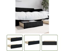 vidaXL Opbergruimte - Bedlades - Bedlades 2 st bewerkt hout en kunstleer zwart - Kast Lade - Slaapkamers - Zwarte Meubels