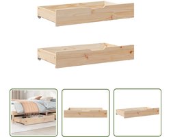 vidaXL Opbergruimte - Ladekasten - Bedlades 2 st met wieltjes 90x55x17 cm massief grenenhout - Houten Laden - Bedkasten - Slaapkamers