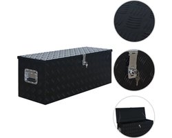 vidaXL Opbergschuif - Aluminium Kist - Aluminium kist 1085x370x400 mm zwart - Toolbox - Gereedschapkist - Veiligheidskast