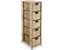 vidaXL - Opbergset - met - 5 - manden - 25,5x37x100 - cm - waterhyacint