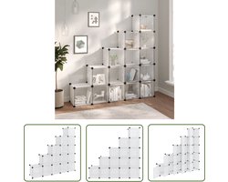 vidaXL Opbergsysteem - Opbergkast - Opbergmeubel met 15 vakken en deuren polypropeen transparant - Plastic Kast - Modulare Opbergers - Transparante Opbergbox