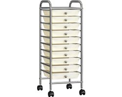 vidaXL - Opbergtrolley - met - 10 - lades - mobiel - kunststof - wit