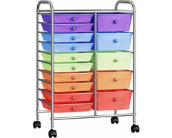 vidaXL - Opbergtrolley - met - 15 - lades - mobiel - XXL - kunststof - meerkleurig
