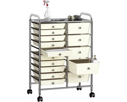 vidaXL Opbergtrolley met 15 lades mobiel XXL kunststof wit - Opbergwagen - Opbergwagens - Opbergtrolley - Opbergtrolleys