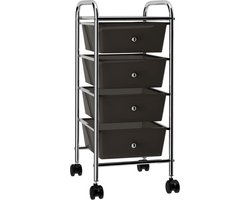 vidaXL - Opbergtrolley - met - 4 - lades - mobiel - kunststof - zwart