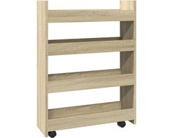 vidaXL - Opbergtrolley - smal - 4-laags - bewerkt - hout - sonoma - eikenkleurig