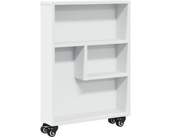 vidaXL - Opbergtrolley - smal - 48x13x68 - cm - bewerkt - hout - wit