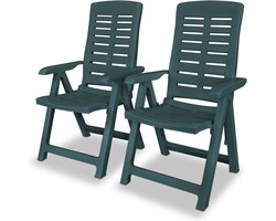 vidaXL - Opklapbare - ligstoelen, - 2 - stuks, - groen - plastic.