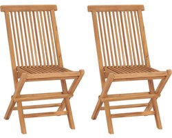 vidaXL - Opklapbare - stoelen, - 2 - stuks, - massief - teakhout