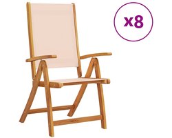 vidaXL - Opklapbare - stoelen, - 8 - stuks, - van - massief - acaciahout - en - textilene.