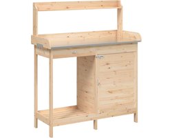 vidaXL - Oppottafel - met - kast - 110,5x45x124,5 - cm - massief - vurenhout