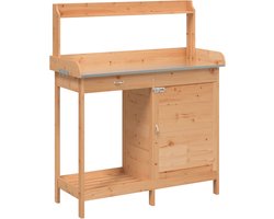 vidaXL - Oppottafel - met - kast - 110,5x45x124,5 - cm - massief - vurenhout - bruin