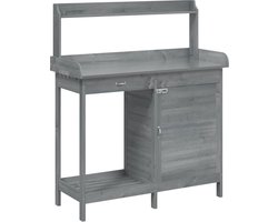 vidaXL - Oppottafel - met - kast - 110,5x45x124,5 - cm - massief - vurenhout - grijs