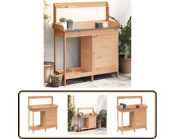vidaXL Oppottafel met Kast - Massief Vurenhout Oppottafel - Tuintable - Plantentafel - Houtskelet - Buitenshuis