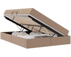 vidaXL - Opslag - bed - met - matras - met - matras - 2 - pcs - Cappuccino - Leer