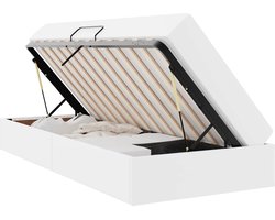 vidaXL - Opslag - bed - met - matras - met - matras - met - opslag - 2 - pcs - Wit - Leer