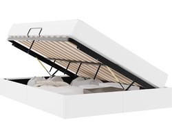 vidaXL - Opslag - bed - met - matras - met - matras - met - opslag - 2 - pcs - Wit - Leer