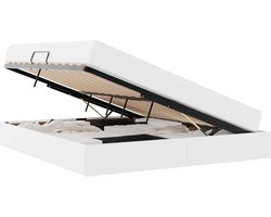 vidaXL - Opslag - bed - met - matras - met - matras - met - opslag - 2 - pcs - Wit - Leer