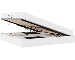 vidaXL - Opslag - bed - met - matras - met - matras - met - opslag - 2 - pcs - Wit - Leer