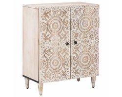 vidaXL - Opslag - Dressoir - Wit - 60 - x - 33,5 - x - 75 - cm - Massief - Mango - Hout