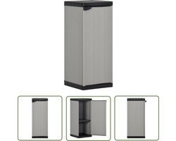 vidaXL Opslagbox - Tuin Kast - Tuinkast met 1 schap 35x40x85 cm grijs en zwart - Buitenschrank - Pvc Kast - Grijze Kast