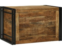 vidaXL - Opslagdoos - met - opslag - 80 - x - 50 - x - 50 - cm - Ruw - mangohout - en - metaal