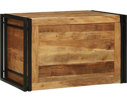 vidaXL - Opslagdoos - met - opslag - Bruin - en - zwart - 80 - x - 50 - x - 50 - cm - Acaciahout