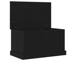 vidaXL - Opslagdoos - met - opslag - Zwart - eiken - 70 - x - 40 - x - 28 - cm - Bewerkt - hout