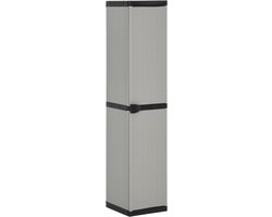 vidaXL Opslagkast - Balkonkast - Tuinkast met 3 schappen 34x40x168 cm grijs en zwart - Buitenschrank - Tuinkast - Grijze Kast